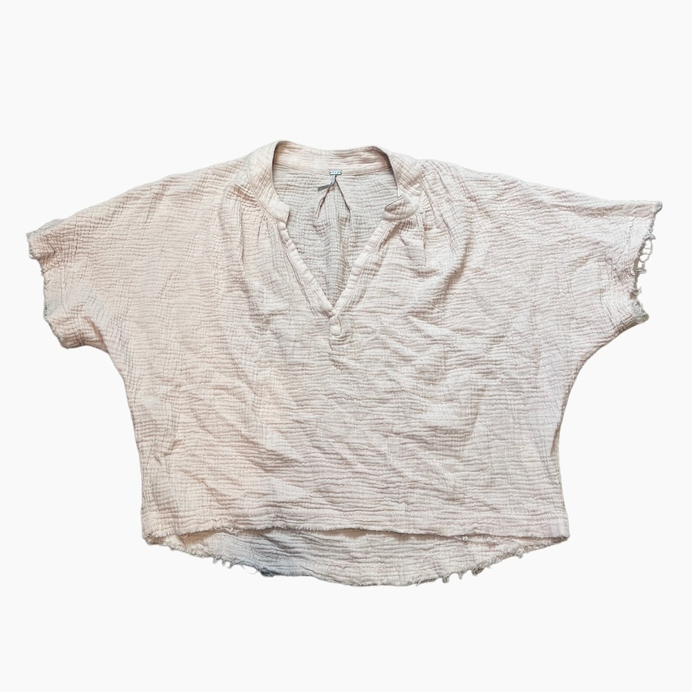 YOUNG FABULOUS‎ & BROKE Orchid Gauze Short Sleeve cropped Pink Blouse Size Small